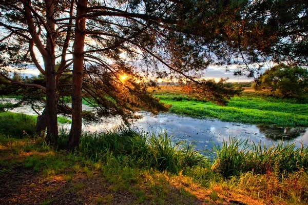 Zonsondergang rivier — Stockfoto