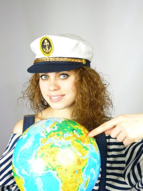 Attractive woman and the globe