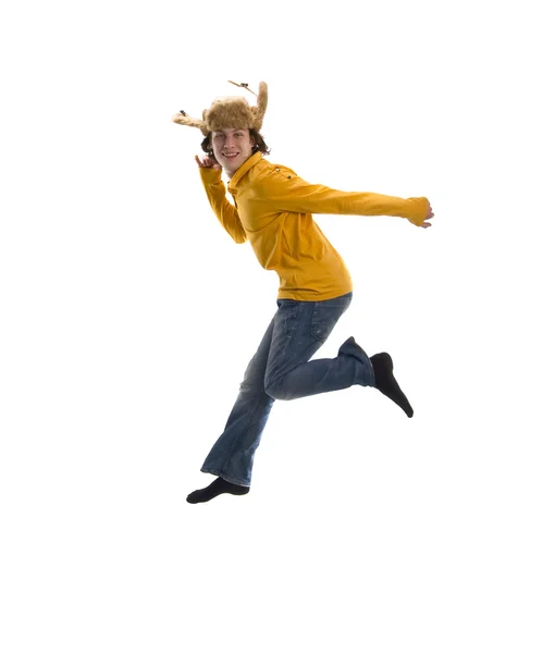 Springen gek jongen — Stockfoto