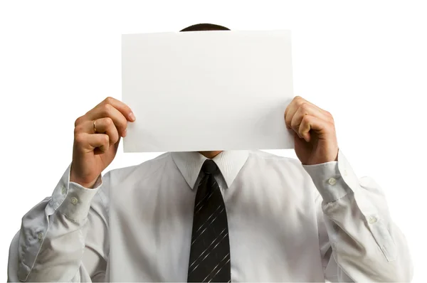 Homem de negócios com papel em branco — Fotografia de Stock
