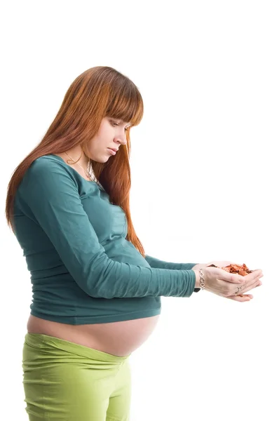 She is in her nine month of pregnancy — Stock Photo, Image