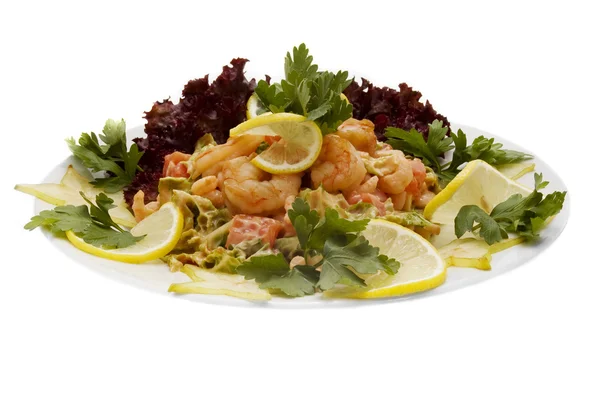 Krevety jídlo na talíři, restaurace menu série — Stock fotografie