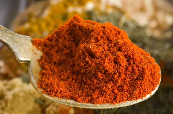 Paprika spice in spoon — Stock Photo, Image
