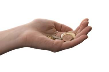 Coins in hand clipart