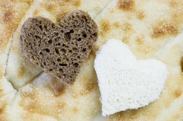 Dois corações de pão — Fotografia de Stock