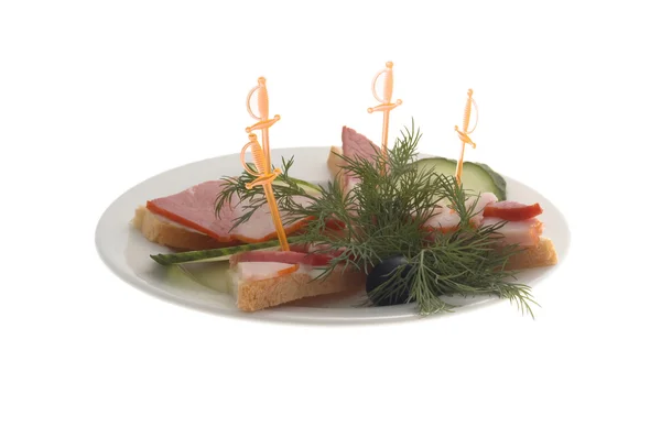 Restaurant menu: ham sandwich — Stock Photo, Image