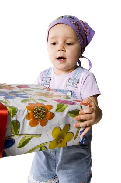 Bebê com presentes — Fotografia de Stock
