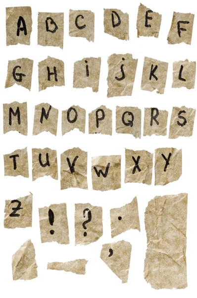 오래 된 종이 알파벳 — 스톡 사진