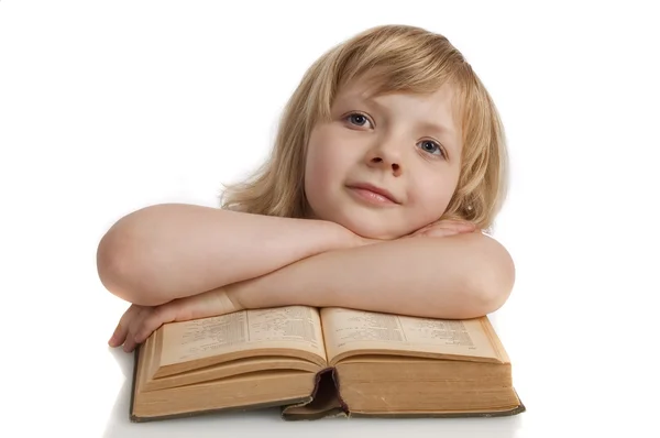 Дівчина зі стопкою книг — стокове фото