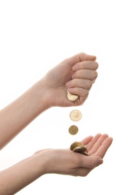 Coins in hand clipart