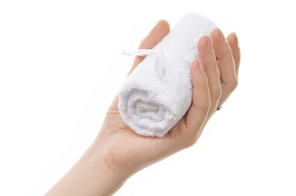 Towel in hand — Stock Photo, Image