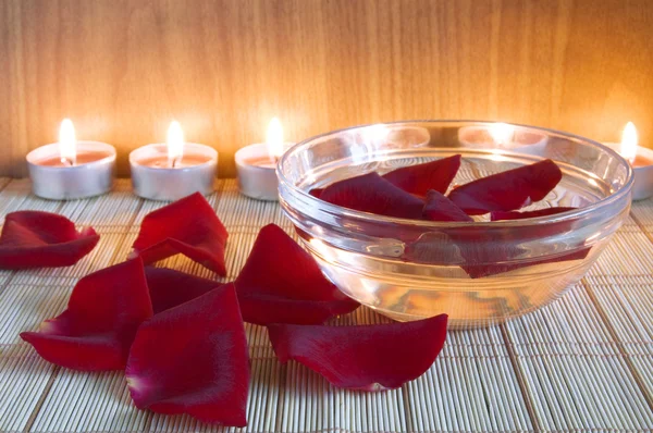 stock image Candle and rose petal