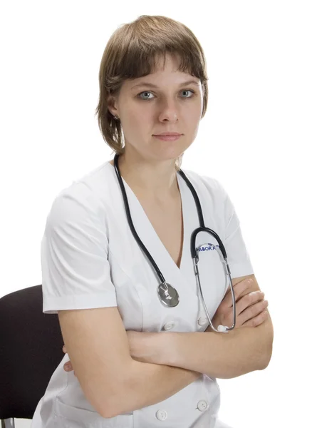 Portret van een arts met stethoscoop — Stockfoto