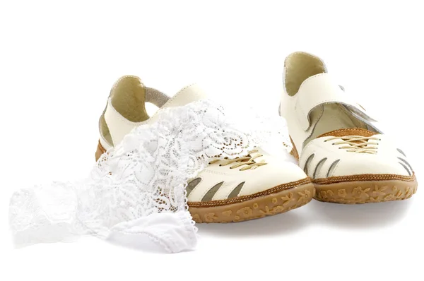 Cipő és pantie, fehér — Stock Fotó