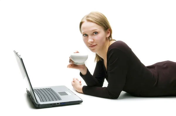 Meisje met laptop — Stockfoto