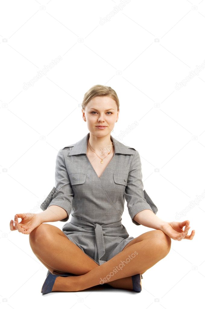 Woman sitting in lotus position
