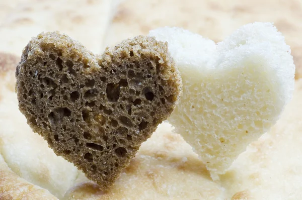 Two bread hearts — Stock Photo, Image