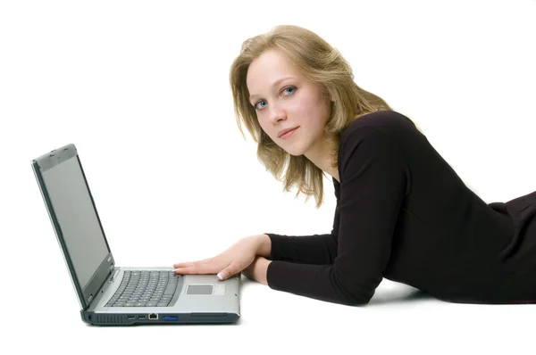 Donna con computer portatile — Foto Stock