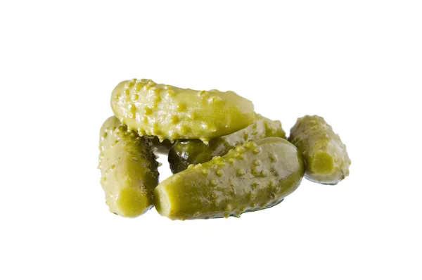 Close-up of marinated cucumbers on white — Stock Photo, Image