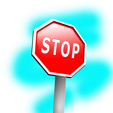 Stop sign frame against blue background clipart