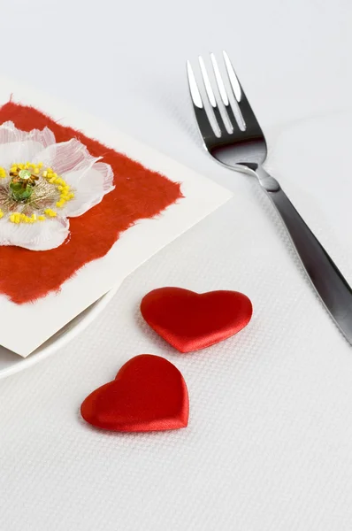 Valentine's Day Card on plate — Stock Photo, Image