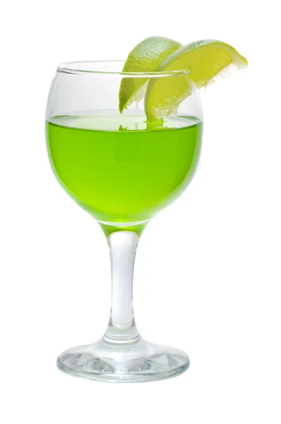 Green alcohol cocktail with lime — Stock Photo, Image