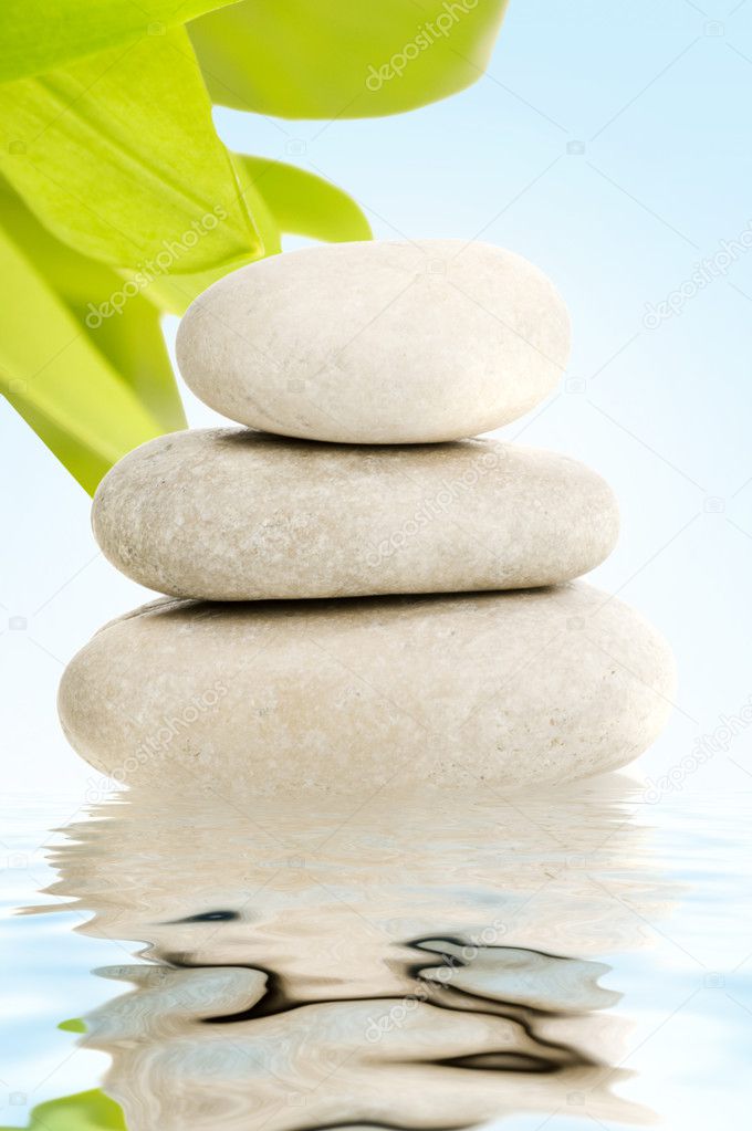 Balanced rocks on white