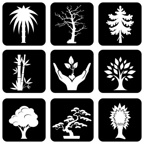 Iconos árboles — Vector de stock