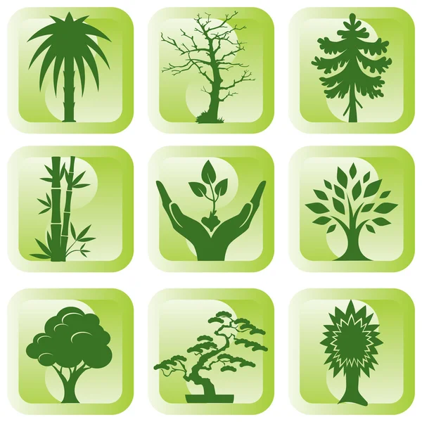 Icons trees — Stock Vector