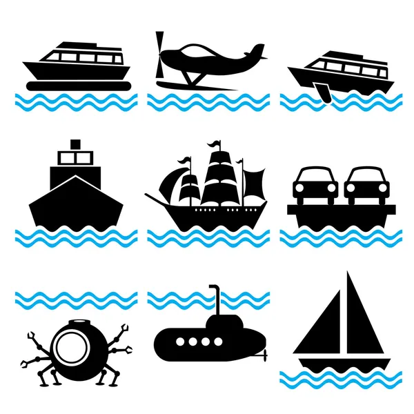 Ikony łódź — Wektor stockowy