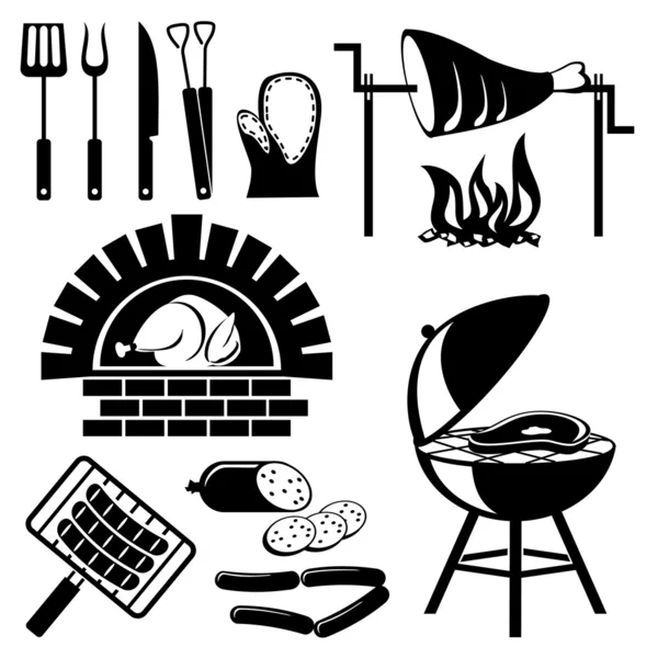 Icone del barbecue — Vettoriale Stock