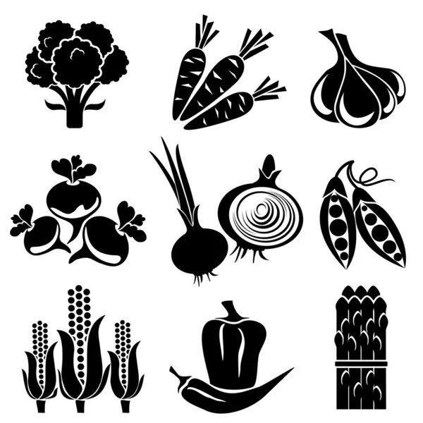Iconos de verduras Ilustración de stock