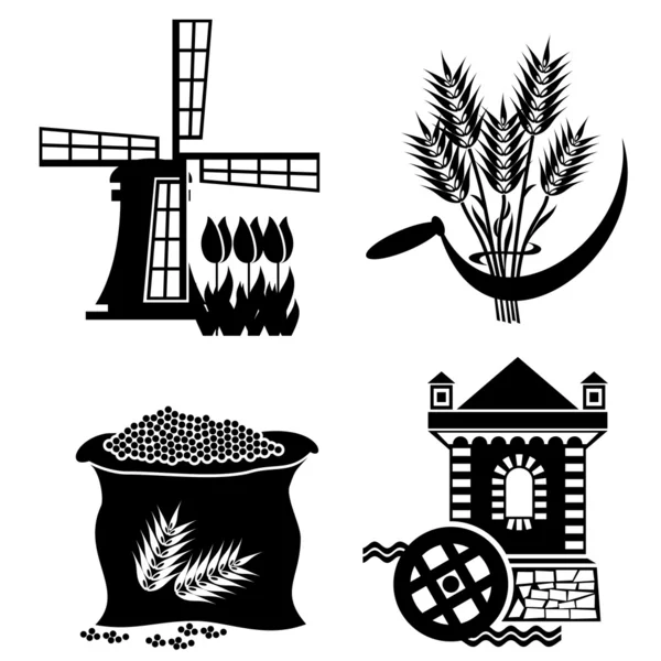 Иконки мельницы — стоковый вектор