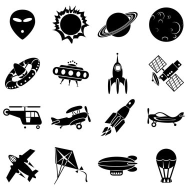 Air and space icons clipart