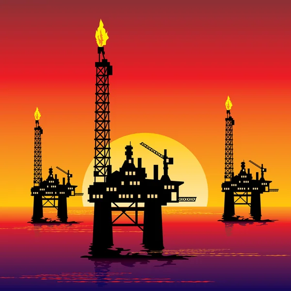 Plataforma petrolera — Vector de stock