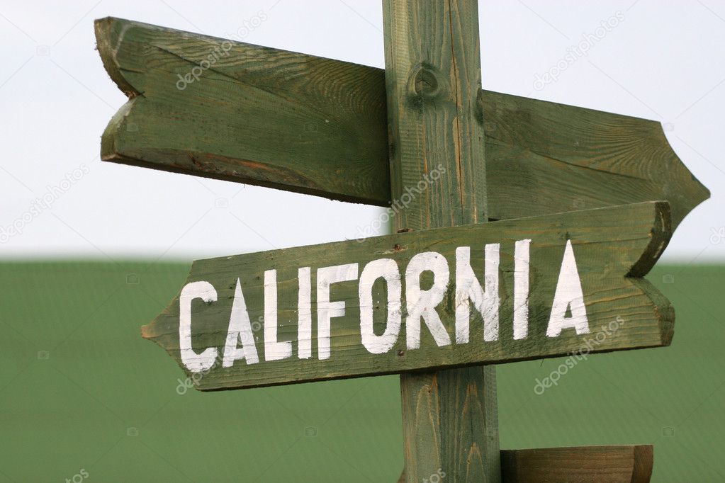 Mile signpost to California