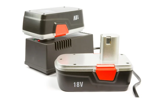 Batterys recarregáveis e carregador — Fotografia de Stock