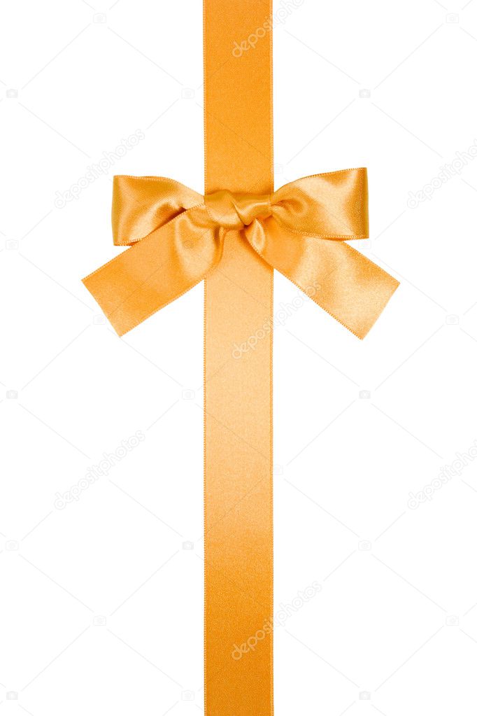Golden vertical ribbon with bow