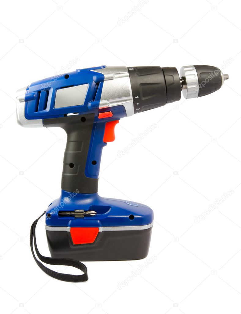 Cordless hammer drill, isolated