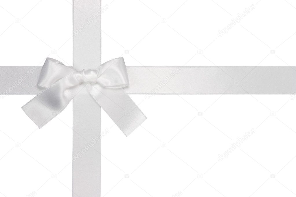 White cross ribbon with bow