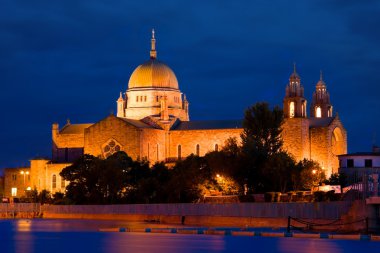 Galway Cathedral illuminated at night clipart