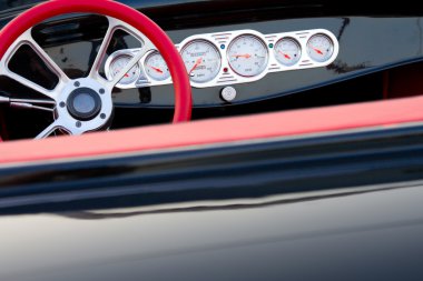 Vintage car dashboard detail clipart