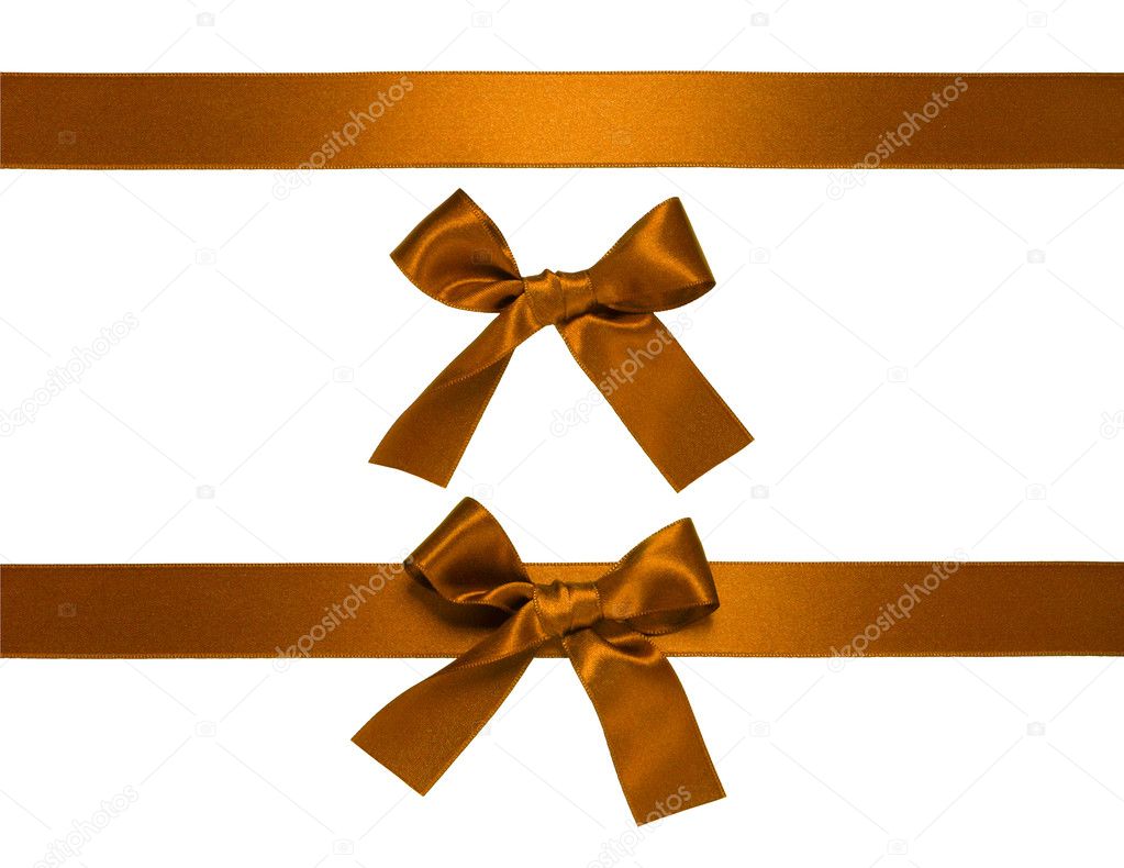 Golden-brown horizontal ribbon with bow