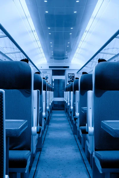Railway coach interior, monochromatic — Stock Photo, Image