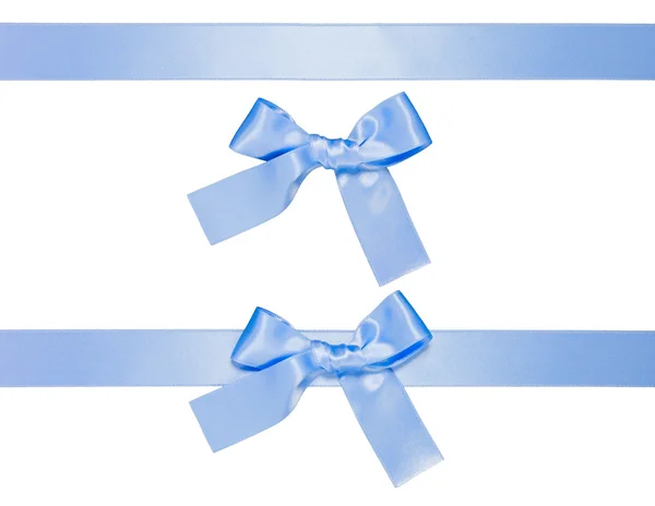Blue multiple ribbons with bow, isolated — Stock Photo, Image