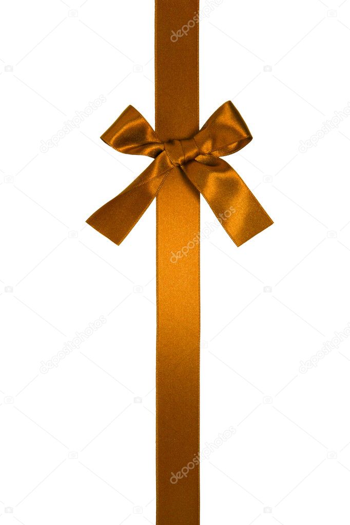 Golden-brown vertical ribbon with bow