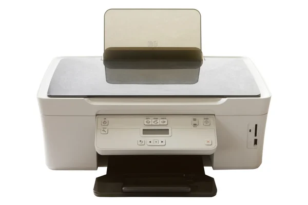 Έγχρωμος εκτυπωτής απομονωθεί σε λευκό — Φωτογραφία Αρχείου