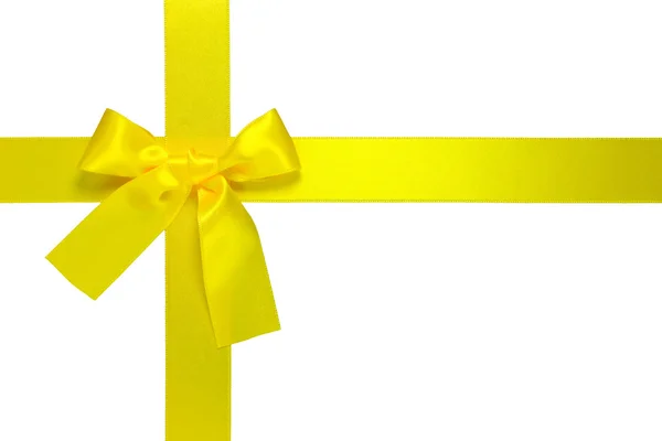 黄色い十字リボン弓、分離の — ストック写真