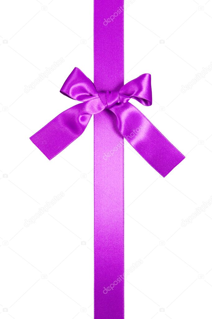 Purple vertical ribbon with bow isolated