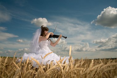 Bride & violin clipart